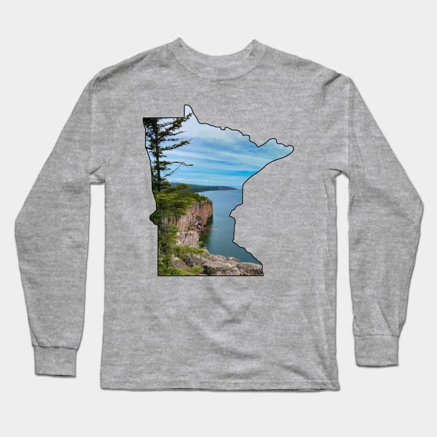 Minnesota State Outline (Palisade Head) Long Sleeve T-Shirt by gorff